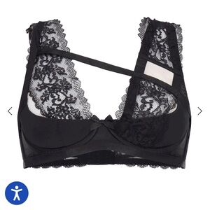 Agent Provocateur Foxi Black Lace Bra with strap details NWT